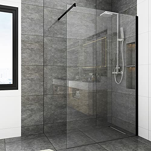 Duschwand Glas Walk In Dusche 70x195 cm(für klein duschkabinen) Schwarz Matt mit Nano Beschichtung 8 mm Duschtrennwand Glas Badewanne Sicherheitsglas ohne Duschtasse von WITEN&NOCK