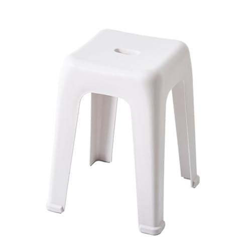 WITEN&NOCK 2er Set Design Badhocker Duschhocker Sitzhocker Badezimme Dusche Wohnzimmer Stuhl aus Kunststoff, 36x36x47cm,Weiß von WITEN&NOCK