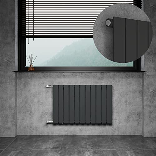 WITEN&NOCK Design Heizkörper Flach Paneelheizkörper Horizontal 550x852 mm, Heizung Badheizkörper für Badezimmer, Flachheizkörper mit Seitlichen Anschlüssen 519 Watt Einlagig(Anthrazit） von WITEN&NOCK