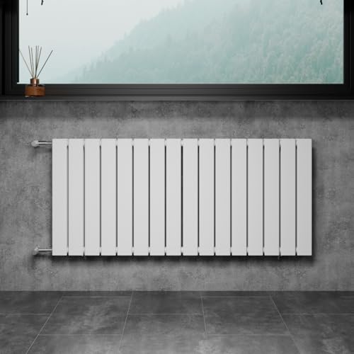 WITEN&NOCK Design Heizkörper Flach Paneelheizkörper Weiß 1200 x 600 mm Doppellagig mit Seitenanschluss Austauschheizkörper Nabenabstand 550 mm inkl. Montageset von WITEN&NOCK