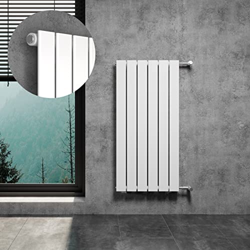 WITEN&NOCK Design Heizkörper Flach Paneelheizkörper Weiß 460 x 950 mm Einlagig mit Seitenanschluss Austauschheizkörper Nabenabstand 900 mm inkl. Montageset von WITEN&NOCK