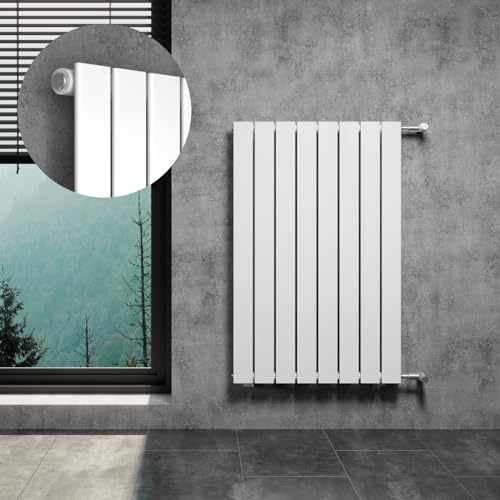 WITEN&NOCK Design Heizkörper Flach Paneelheizkörper Weiß 600 x 950 mm Einlagig mit Seitenanschluss Austauschheizkörper Nabenabstand 900 mm inkl. Montageset von WITEN&NOCK