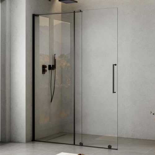 WITEN&NOCK Duschtür 140x195cm Walk In Duschwand Dusche Duschabtrennung Schiebetür Duschkabine aus 8 mm ESG Klarglas mit Nano Beschichtung schwarz matt WITEN&NOCK Duschtür 140x195cm Walk In Duschwand Dusche Duschabtrennung Schiebetür Duschkabine aus 8 mm ESG Klarglas mit Nano Beschichtung schwarz matt von WITEN&NOCK