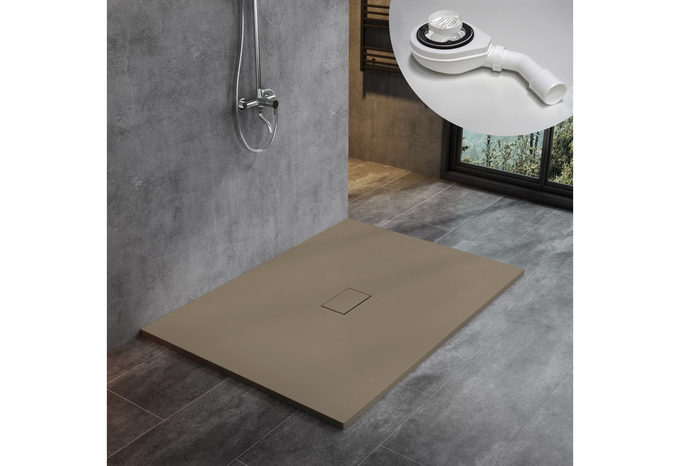 WITEN&NOCK Duschwanne Superflach Duschwanne SMC Duschtasse Anti-Rutsch inkl. Ablaufgarnitur von WITEN&NOCK