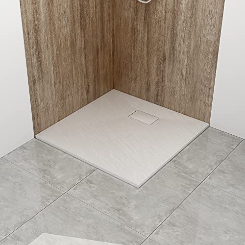 WITEN&NOCK SMC Duschwanne 80x80cm weiß Brausewanne Duschtasse extra flache Steinoptik Antirutschfür Duschkabine Duschwand von WITEN&NOCK