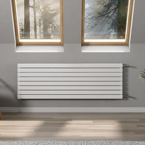 WITEN&NOCK TÖDI horizontale Desighheizkörper Austauschheizkörper Flach Paneelheizkörper 600x1800mm mit Seitenanschluss Nabenabstand 500 mm inkl. Montageset weiß in Hochglanz von WITEN&NOCK