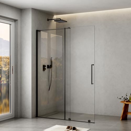 WITEN&NOCK Walk In Dudschwand 120x195cm Duschtür Duschabtrennung Dusche Schiebetür Duschkabine aus 8mm ESG Klarglas mit Nano Beschichtung schwarz matt WITEN&NOCK Walk In Dudschwand 120x195cm Duschtür Duschabtrennung Dusche Schiebetür Duschkabine aus 8mm ESG Klarglas mit Nano Beschichtung schwarz matt von WITEN&NOCK