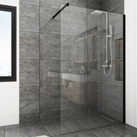 Witen&nock - Walk In Duschwand 8 mm Sicherheitsglas mit Nano Beschichtung schwarz matt 60-120 cm auswählbar BxH 80x195 cm von WITEN&NOCK