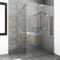 Walk in Duschwand Duschabtrennung Nano Beschichtung esg 8mm Glas Walk in Dusche mit Stabilisator 90x195cm - Witen&nock von WITEN&NOCK