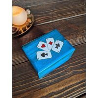 Blaue Holzbox Mit Spielkarten, Box 2 Fächern, Geschenk, Geburtstagsgeschenk, Spielebox Blaue Holzbox Mit Spielkarten, Box 2 Fächern, Geschenk, Geburtstagsgeschenk, Spielebox von WITHwoodenLOVE