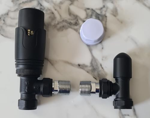 Team Controls TC-TRVAB Thermostat-Heizkörperventile, abgewinkelt, Schwarz, 1 Paar von WITPOCE