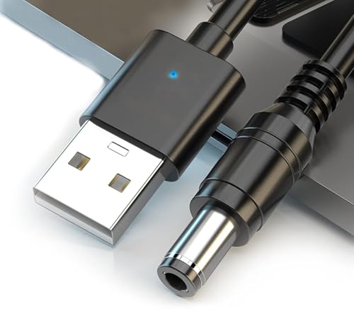 WITRNCPY USB to DC Stromkabel, QC-Trigger-Kabel [QC2.0/3.0-kompatibel] DC-Stecker Außendurchmesser 5,5 mm/Innendurchmesser 2,5 （2,1 mm ） (mit Kontrollleuchte (9V)) von WITRNCPY