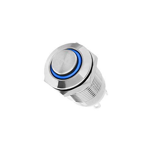 WITTKOWARE 14mm Metall-Drucktaster mit LED-Ringbeleuchtung, IP67, blau von WITTKOWARE