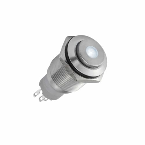 WITTKOWARE 18mm IP67 Edelstahl-Taster mit 16mm Einbaudurchmesser und Wechsler-Schaltkontakt 3A/250V~, LED Punktbeleuchtung weiß 5-14 V AC/DC von WITTKOWARE