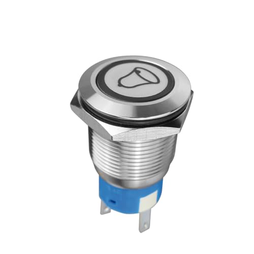 WITTKOWARE 22mm Edelstahl Drucktaster mit LED-Beleuchtung und Klingelsymbol, IP67, Einbau-Ø 19mm, 1 Wechsler, 5A/250V~, LED-Spannung 5-14V AC/DC von WITTKOWARE