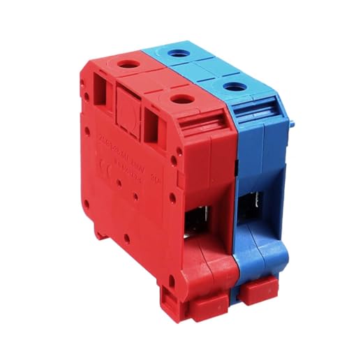 WITTKOWARE 35mm² DC Hochstrom Klemmenblock für 35mm DIN-Hutschiene, 125A/800V, rot/blau von WITTKOWARE