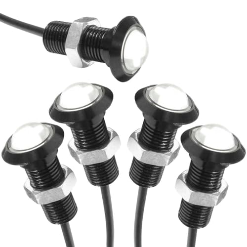 WITTKOWARE 5er-Pack LED-Einbauleuchte aus Aluminium, schwarz, Ø 18mm (Einbaudurchmesser 10mm), 12V/DC, 1,2W, Lichtfarbe rot von WITTKOWARE