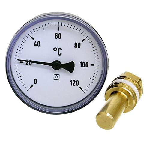 WITTKOWARE Bimetall-Thermometer, DN15 (1/2"), Ø 63mm, 0 bis +120°C, schwarz von WITTKOWARE