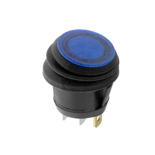 WITTKOWARE DC-Wippenschalter mit LED-Beleuchtung, IP65, Einbau-Ø 25mm, EIN/AUS, 20A/12V (10A/24V), Farbe blau von WITTKOWARE