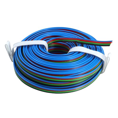 WITTKOWARE Elektronik Flachbandleitung mit farbigen Adern, flexibel (4x0,25mm², blau/rot/grün/schwarz, RM1,27mm, Kabellänge 10m) von WITTKOWARE