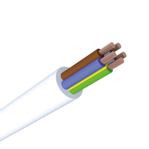 WITTKOWARE H05VV-F 5x0,75mm² PVC Schlauchleitung (Elektroleitung), Mantelfarbe weiß, Kabellänge 50m von WITTKOWARE