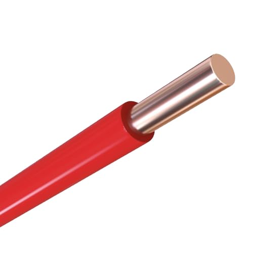 WITTKOWARE H07V-U Elektro Schaltdraht starr (PVC Einzeladerleitung), Kupfer, 1,5mm², Kabellänge 100m, Farbe Isolierung rot von WITTKOWARE