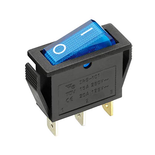 WITTKOWARE Kontroll-Wippenschalter, 28,5x10,6mm, 1-polig, EIN/AUS, 15A/250V, I/O, blau von WITTKOWARE