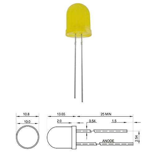 WITTKOWARE LED, 10mm, gelb, 700mcd, 20mA, 1,9.2,4V, 10 Stück von WITTKOWARE