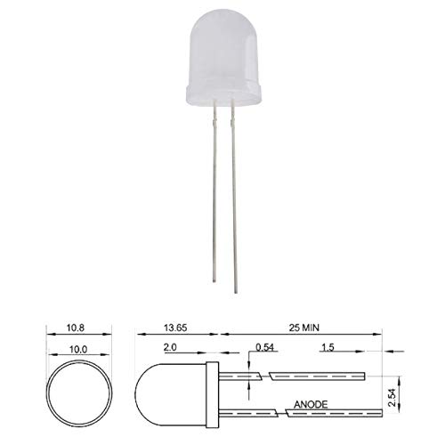 WITTKOWARE LED, 10mm, weiß, 800mcd, 20mA, 2,9.3,4V, 10 Stück von WITTKOWARE