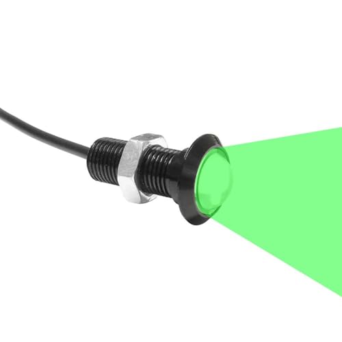 WITTKOWARE LED-Einbauleuchte aus Aluminium, schwarz, Ø 18mm (Einbaudurchmesser 10mm), 12V/DC (9,5-13,8V), 1,2W, Leuchtfarbe grün von WITTKOWARE