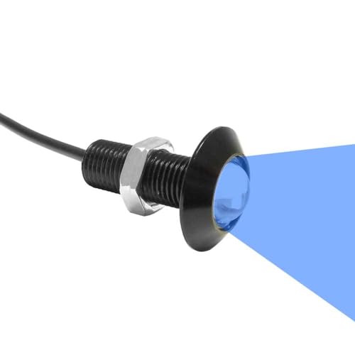 WITTKOWARE LED-Einbauleuchte aus Aluminium, schwarz, Ø 22mm (Einbaudurchmesser 10mm), 12V/DC (9,5-13,8V), 1,2W, Leuchtfarbe blau von WITTKOWARE