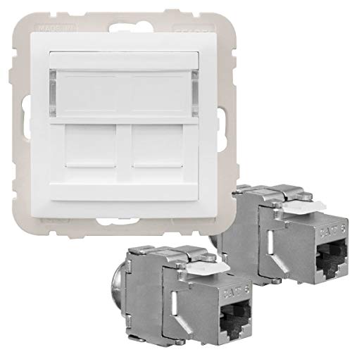 WITTKOWARE LOGUS 90, signalweiß, CAT.6 Netzwerk-Steckdose mit 2 Moduleinsätzen von WITTKOWARE