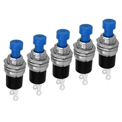 WITTKOWARE Miniatur-Drucktaster, Einbau-Ø 7mm, AUS-(EIN), 1 Schließer-Schaltkontakt, 0,5A/250V (5 Stück, Blau) von WITTKOWARE