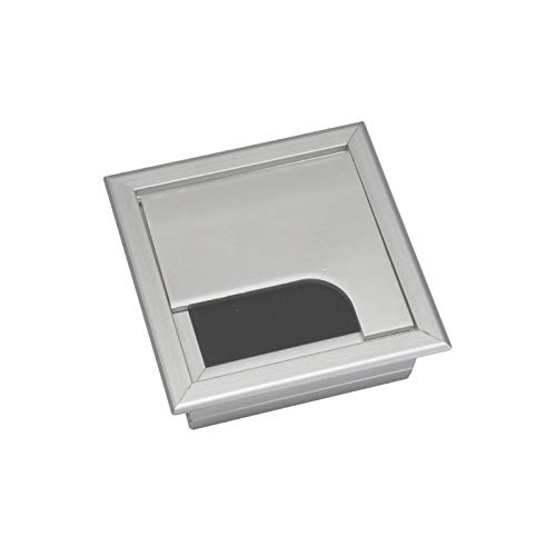 WITTKOWARE Tisch-Kabeldurchführung mit Klappe, Alu eloxiert, 80x80mm von WITTKOWARE