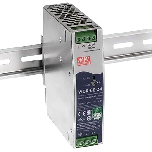 WITTKOWARE WDR-60-48 Hutschienen-Industrienetzteil mit DC-OK Relaiskontakt und 1-/2-Phasen-Eingang, Ausgang: 48V/DC (mit Poti einstellbar 48~57 V), max. 1,25A, 60W von WITTKOWARE