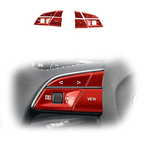 WITTSY Lenkradtasten Aus Aluminiumlegierung Mit Pailletten-Dekorationsabdeckung Für Audi A5 A3 Q3 Q5 2019-2021 Car Styling Interior Zubehör (Color : Red) von WITTSY