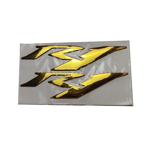 Motorrad 3D Emblem Abzeichen Aufkleber Tank Rad Aufkleber Weiche Reflektierende Aufkleber R1 R3 R6 Aufkleber Für Yamaha YZF-R1 YZF-R3 YZF-R6 (Farbe : R1 Gold) von WITTSY