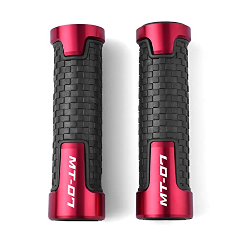 Griff 7/8 '' 22 MM CNC Motorrad Lenkergriffe Gummi Hand Thruster Grips Motorrad Zubehör Für MT07 MT 07 MT-07 2014-2021 Lenkerabdeckung(Red) von WITTYL