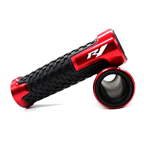 Griff Für YZF R1 1998-2014 201 7/8 '' 22 Mm Motorradknöpfe Anti-Rutsch-Scooter Griffenden Griffstangen Handlenker Lenkerabdeckung(Red) von WITTYL