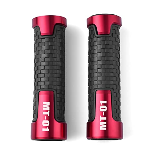 Griff Motorrad Lenkergriffe CNC Gummi Hand Thruster Griffe Für MT 01 MT-01 MT01 2004-2009 2005 2006 2007 2008 Zubehör Lenkerabdeckung(Red) von WITTYL
