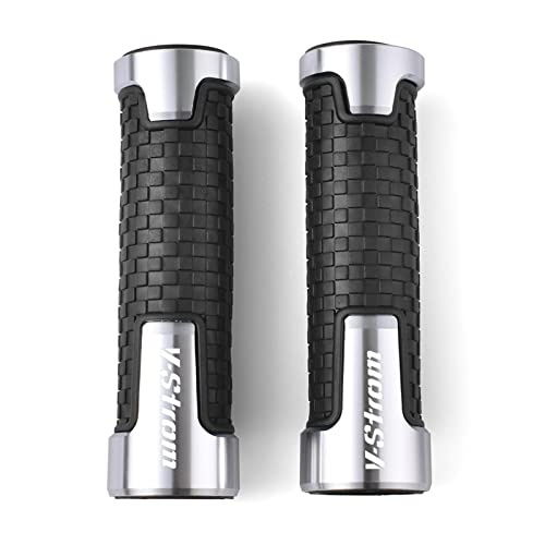 Griff Motorrad Universal 7/8 Zoll 22 Mm Rutschfeste Lenkergriffe Gummigriffe Für Suzuki V-Strom DL250/DL650/DL1000 VStrom 650 250 Lenkerabdeckung(Silver) von WITTYL