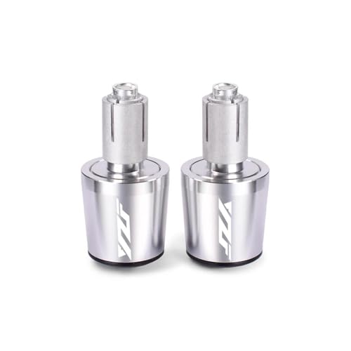 Motorrad CNC-Motorradzubehör: 22-mm-Lenkergriffe Und Lenkerkappen Für YZF R3 R25 R6 R15 R1 R125 2019 2020 2021 Griffende(Silver) von WITTYL