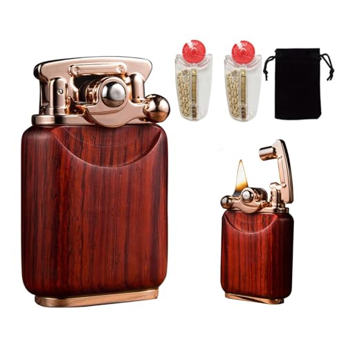 Vintage Trench Feuerzeug, Winddichtes Antikes Kerosinfeuerzeug, Rocker Weiche Flamme Nachfüllbar Geeignet for Outdoor Camping Kerze Reisen(Brown 1) von WIUYEH