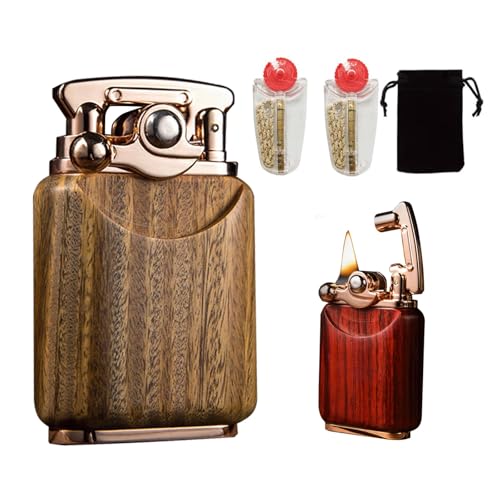 Vintage Trench Feuerzeug, Winddichtes Antikes Kerosinfeuerzeug, Rocker Weiche Flamme Nachfüllbar Geeignet for Outdoor Camping Kerze Reisen(Brown 3) von WIUYEH