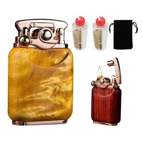 Vintage Trench Feuerzeug, Winddichtes Antikes Kerosinfeuerzeug, Rocker Weiche Flamme Nachfüllbar Geeignet for Outdoor Camping Kerze Reisen(Yellow) von WIUYEH