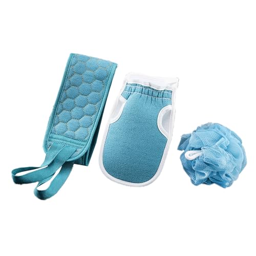 WIUYEH Extra Lange doppelseitige Badebürste, Badeschwamm Luffa, Tiefenreinigung der Körperhaut, Peeling-Schwamm-Set for den Rücken for Duschen, Verbesserung von Rückenakne(Blue) von WIUYEH