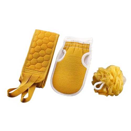 WIUYEH Extra Lange doppelseitige Badebürste, Badeschwamm Luffa, Tiefenreinigung der Körperhaut, Peeling-Schwamm-Set for den Rücken for Duschen, Verbesserung von Rückenakne(Yellow) von WIUYEH