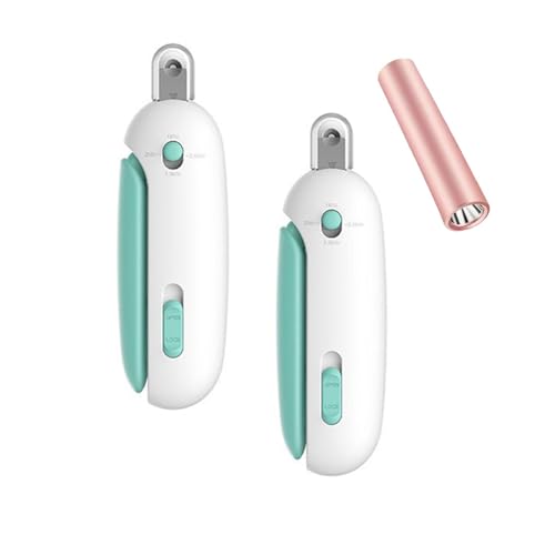 WIUYEH Nagelknipser for Katzen, Verstellbarer Trimmer mit runden Löchern und transparenter Aufbewahrungsbox for Nagelknipser for große und kleine Hunde(Green 2-Pack) von WIUYEH