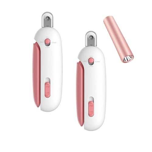 WIUYEH Nagelknipser for Katzen, Verstellbarer Trimmer mit runden Löchern und transparenter Aufbewahrungsbox for Nagelknipser for große und kleine Hunde(Pink 2-Pack) von WIUYEH