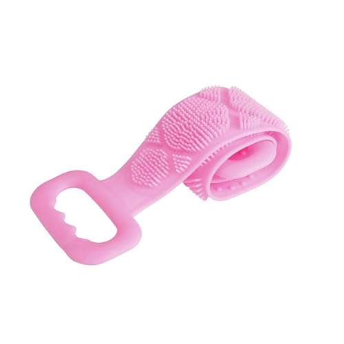 WIUYEH Silikon-Rückenschrubber for die Dusche, doppelseitiger Peeling-Körperschrubber, doppelseitiges weiches Rückenbadewerkzeug mit Griff-Peeling-Massage(Pink) von WIUYEH